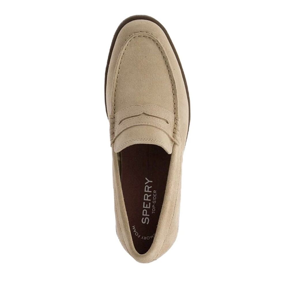 Sperry Manchester Penny Loafers Sand Mens Suede Leather Office Preppy